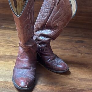 Classic Brown Leather Cowboy Boots men’s 9